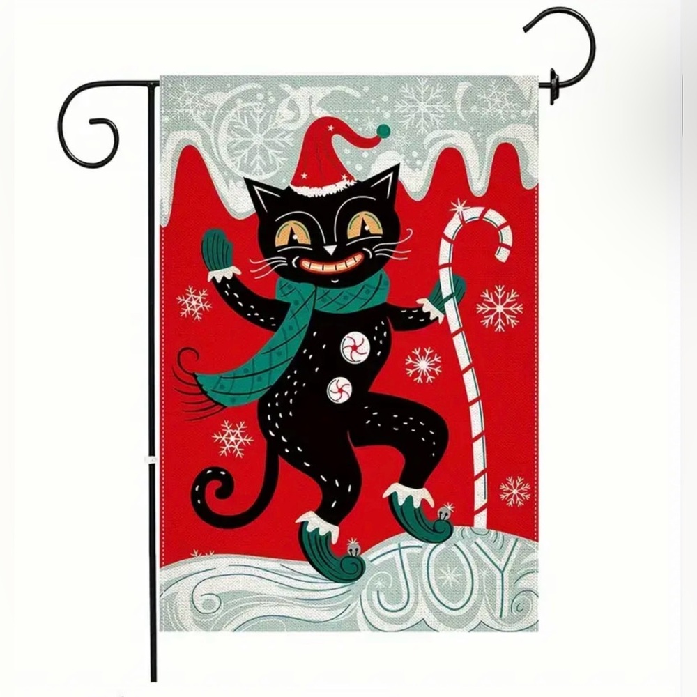 New Johanna Parker Inspired Vintage Style Black Cat Christmas Garden Flag